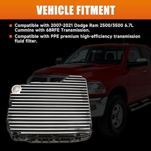 228052110 Heavy Duty Transmission Oil Pan Compatible with Dodge Ram 2500 3500 2007-2025 6.7L 68RFE Transmission Brushed High Quality, Larger Capacity
