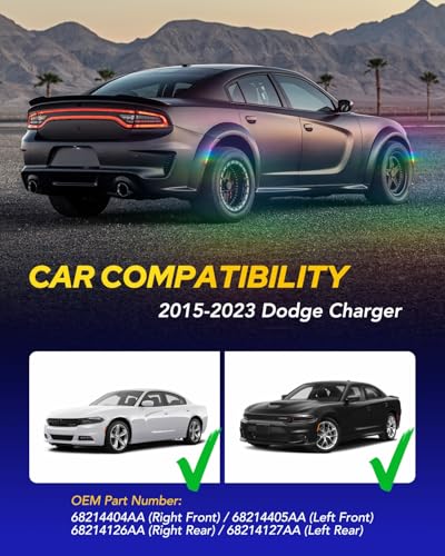 AUTOONE RGB & LED Side Marker Lights for Dodge Charger 2015-2023, Upgraded Smoked Lens Front Rear Corner Parking DRL Lamp, Pack of 4