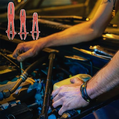 OBTANIM 3 Pack Plastic Hose Pinch Off Pliers Line Clamp Pliers Set Tool for Automotive Flexible Hoses, Gas Lines Radiator Brake Coolant and Fuel Lines (Red)