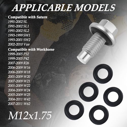 M12*1.75 Oil Drain Plug with 5PCS Oil Drain Plug Gasket OEM#EJ7Z-6730-A,Iron Zinc-Coated Oil Pan Drain Plug Compatible with GMC Chevrolet Ford,Essential Oil Plug Bolt Car Accessories (M12*1.75)