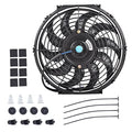 12 Inch Slim Fan Push Pull Electric Radiator Cooling Fan Universal High Performance 12V 80W Motor with Fan Mounting Kit (Black)