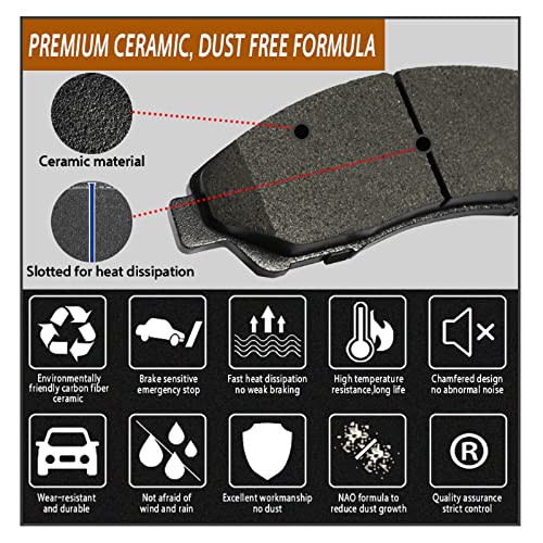 SIPAUTEC-Front & Rear Ceramic Brake Pads Replacement For(2009-2022 Honda Pilot),(2017-2022 Honda Ridgeline),(2007-2016 Acura MDX)
