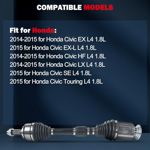 CCIYU CV Axle Shaft Assembly for Honda Civic 2014 2015 - Front Right - Replace# NCV36162