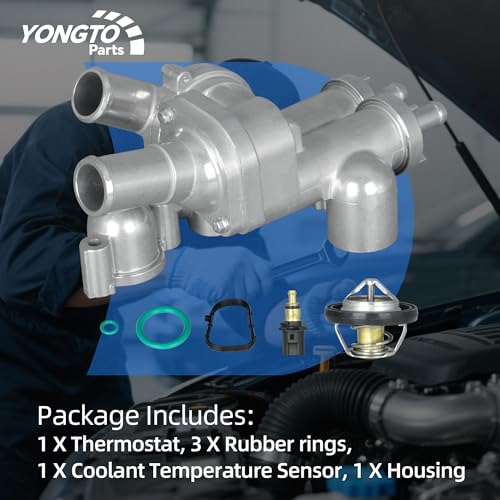 Yongtoparts 902-319 Aluminium Engine Coolant Thermostat Housing Assembly Compatible with Chrysler 200, Sebring, Dodge Journey Avenger Caliber, Jeep Compass Patriot 2.4L Replace OE 68003582AB 4884873AA