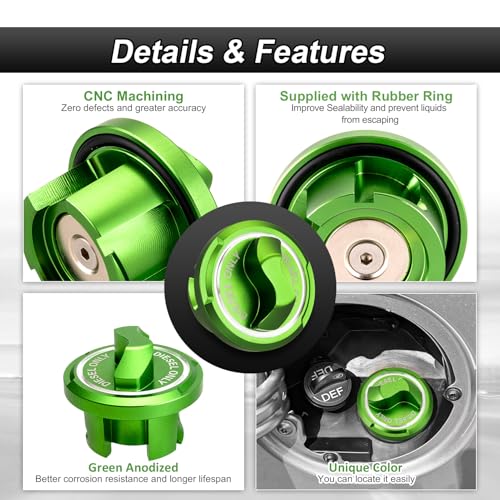 ROMELACK Magnetic Billet Aluminum Diesel Fuel Cap & DEF Caps Compatible with Dodge Ram 1500 2500 3500 2019-2023