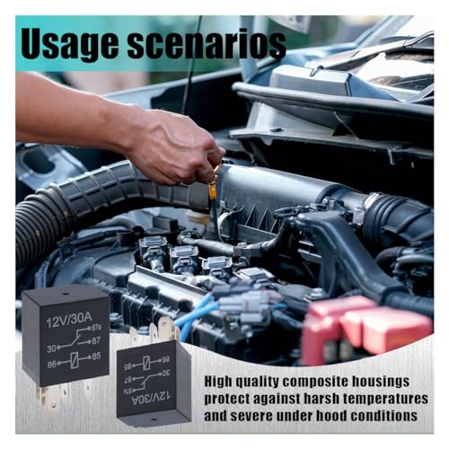 4PCS 5 Pin Relays, 12V 30A Automotive Starter Relay Multi-Purpose Heavy Duty Standard Relay Kit, Universal Automotive Replacement Parts
