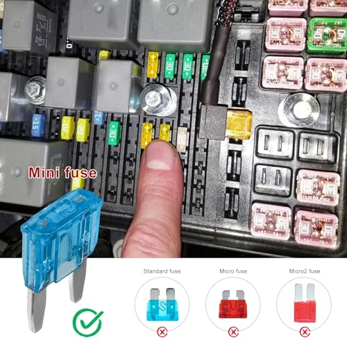 Fkewp 25 PCS 15 Amp Mini Car Fuses, 15A Portable Automotive Fuse Kit for Short Circuit Protection, Heavy Duty Blade Fuses Replacement for Sedan Boat Truck SUV, Car Accessories