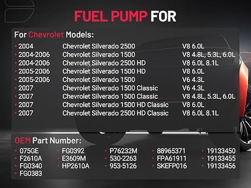 BDFHYK Electric Fuel Pump Assembly with Pressure Sensor E3609M Compatible with Chevrolet Silverado 1500 2500, Compatible with GMC Sierra 1500 2500 4.3L V6, 5.3L 6.0L 8.1L V8