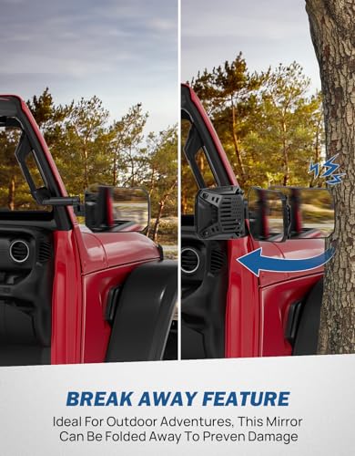 JOYTUTUS Mirrors Doors Off Compatible with 2024-2026 Wrangler JL Gladiator JT, Wrangler JL Side Mirrors with Doors Off Wider View No Vibrate & Wobble (NOT FIT 1986-2023 Wrangler Gladiator)