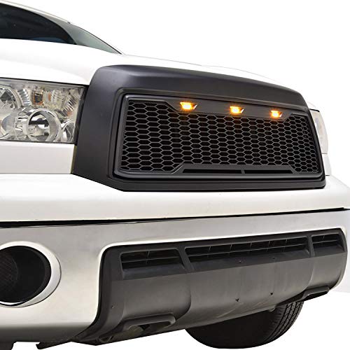 EAG Replacement Upper Grille Front Grill with Amber LED Lights Fit for 10-13 Tundra - Matte Black