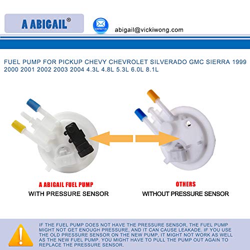 Fuel Pump E3500M Compatible with Chevy Pickup Silverado GMC Sierra 1999 2000 2001 2002 2003 2004 4.3L 4.8L 5.3L 6.0L 8.1L w/sending unit fuel pressure sensor