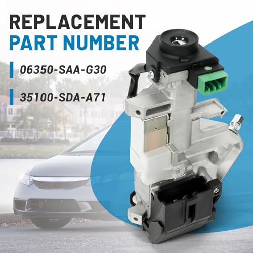 Aumzong 06350-SAA-G30 Ignition Switch Lock Cylinder Assembly with 2 Remote Keys 46 Electronic Chips Compatible with Honda Civic 2006 2007 2008 2009 2010 2011 Replacement# 35100-SDA-A71