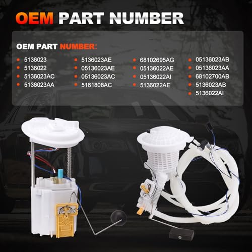 Electric Fuel Pump Module with Sending Unit Compatible with 2005-2015 Chrysler 300,Dodge Challenger Charger Magnum Left Driver Side & Right Passenger Replaces# 5136023 5136022 E7192M E7264A