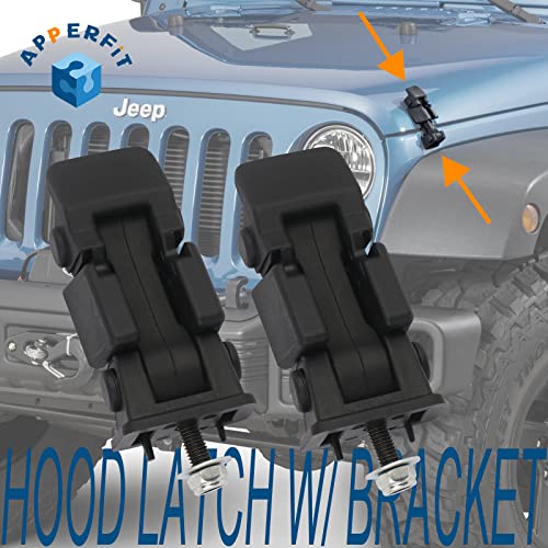Hood Latch w/Catch Bracket & Rubber Strap 55395653AG Compatible with Jeep Wrangler JK JKU 2007 2008 2009 2010 2011 2012 2013 2014 2015 2016 2017 Hood Hold Down Clip Parts