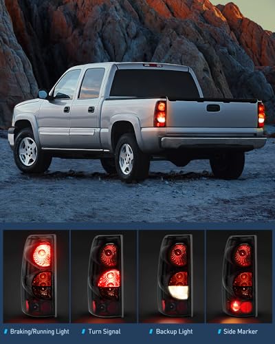 Nilight Taillight Assembly Compatible with 1999 2000 2001 2002 2003 2004 2005 2006 2007 Chevy Silverado 1500 2500 3500 99-02 GMC Sierra Rear Lamp Replacement with Classic Body OE Style