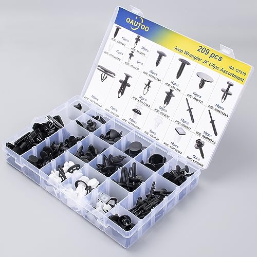 OAUTOO 209pcs for Jeep Wrangler JK 2007-2018 Auto Body Interior and Exterior Retainer Fastener Clip Assortment