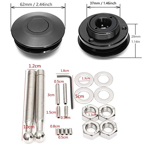 STETION Quick Latch Hood Pins Universal 2 Pack 2.44" Diameter Quick Release Latch Push Button Quick Release Hood Bonnet Pins Lock Clip Kit (2 Pack-Black)
