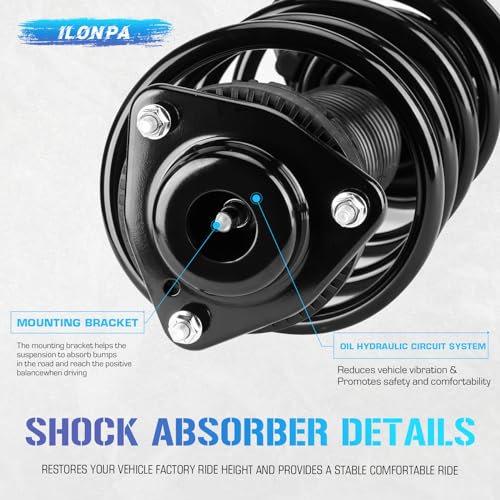 ILONPA (4) Front Struts & Sway Bar Links for 2008-2019 Dodge Grand Caravan(Exc. RT, GT), 2008-2016 Chrysler Town & Country(Exc. S), w/Coil Springs Shock Absorbers Amortiguadores - 171128L 171128R