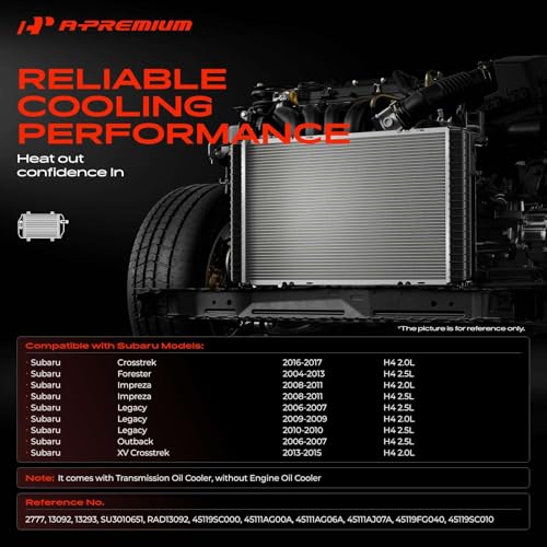 A-Premium Engine Coolant Radiator Assembly with Transmission Oil Cooler Compatible with Subaru Forester 09-13, Impreza 08-11, Outback 05-09, Crosstrek 16-17, 2.0L 2.5L H4 Engine, Automatic Trans.