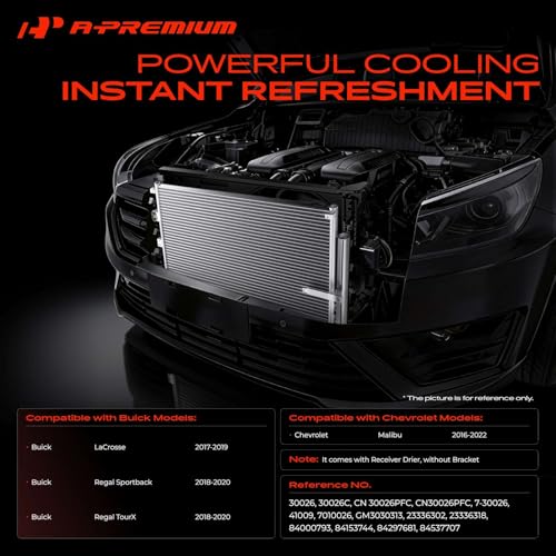 A-Premium Air Conditioning A/C Condenser Compatible with Chevrolet Malibu 2016-2022 & Buick LaCrosse 2017-2019, Regal Sportback 2018-2020, Regal TourX 2018-2020