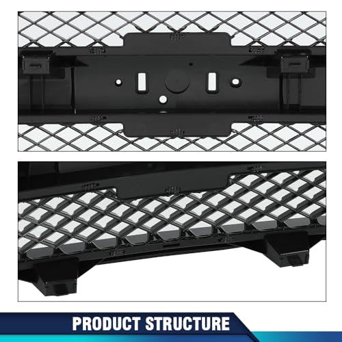 PIT66 Front Grille Fit Chevy Silverado 1500 2007-2013, Textured Black Grill