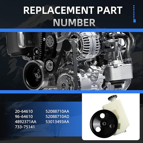 Loautong Power Steering Pump with Pulley, for Jeep Liberty 2002-2006 for V6-3.7L Only, OE 20-64610