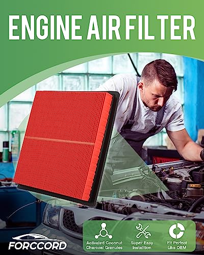 Forccord Cabin & Engine Air Filter Fit for Toyota RAV4 2019-25, Camry 2018-24, Highlander 2020-26, Avalon 2019-22, ES350 2019-25 Activated Carbon Cabin Filter Replacement CF12157 CA12377 (Not Hybrid!)