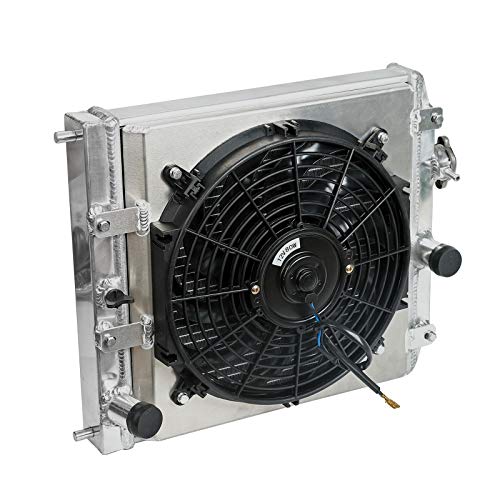 2-Row Full Aluminum Racing Radiator w/ 12V Fan Shroud Replacement for 1992-2000 Honda Civic EH EJ 1993-1997 Del Sol EG MT 1994-2001 Acura Integra DB DC