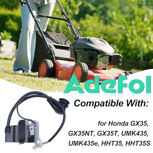 Ignition Coil for Honda GX35 UMK435 HHT35S and Series, ADEFOL Ignition Coil Module with Spark Plug Brushcutter Accessory 4-Stroke Engine Parts Replace 30500-Z0Z-013, 30500-Z3F-003