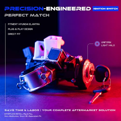 81900-3XF00 Ignition Lock Switch Assembly with Keys Fit for Hyundai Elantra 2011-2016 Ignition Lock Cylinder with Housing Replace# 81910-3XA00, 81910-3X130, 81910-3X110, 81970-3XA00