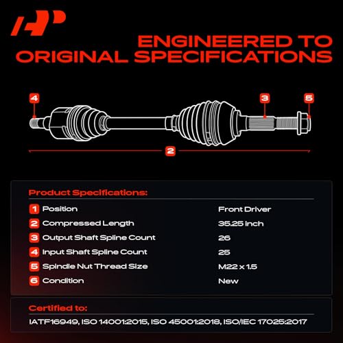 A-Premium CV Axle Shaft Assembly Compatible with Honda Civic & Acura EL 2001 2002 2003 2004 2005 L4 1.7L, Manual Transmission Only, Front Left Driver Side, Replace# 44306S5AJ01