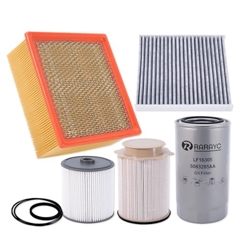 RARAYC 6.7L Cummins Fuel Filter Kit for 2019-2024 Ram Turbo Diesel Engines 68157291AA 68436631AA and Oil Filter 5083285AA Air filter 43034051AB Cabin Air Fitler 68406048AA