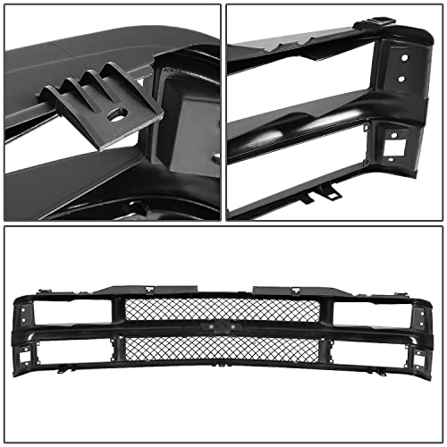 Auto Dynasty Front Bumper Grille Upper Lower Grill Guard Assembly Compatible with Chevy C/K 1500 2500 Suburban Blazer Tahoe 1994-2000, Black Meshed, ABS Plastic