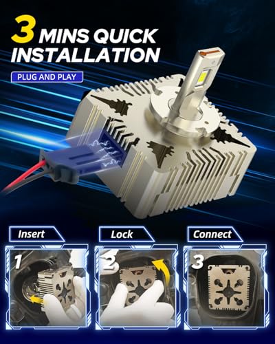 AUTOONE D5S Bulb, 12 Times Brighter D5S D5R Bulb, 3 Min Quick Install, 20 Years Lifespan, No Flicker