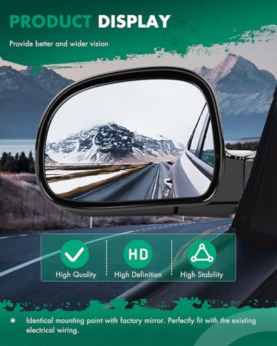SCITOO Side View Mirrors fit 1994-1998 For Chevy Blazer S10 1994-1998 For GMC Jimmy S-15 Sonoma 1996-1998 For Isuzu Hombre 1996-1998 Olds Bravada (Pair) Left+Right Mirrors Manual Foldable Black