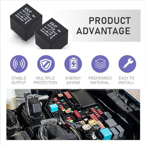 gunhunt 4 PCS 40A Automotive Relays, Car Relay Switch, 5 Pin Relay, 12V Waterproof Car Relays, Trim System Components, Replacement for Car Boat Outboard Motor (Black)