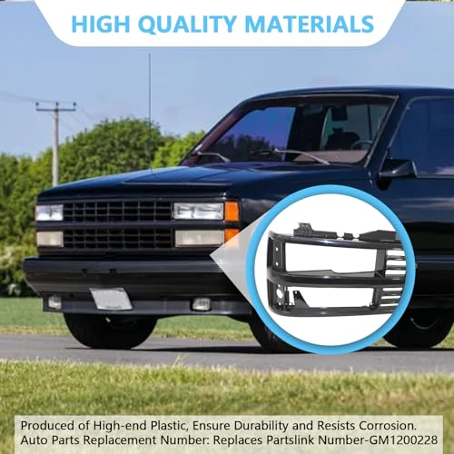 Perfit Liner Front Black Grille Grill Compatible with 1988-1993 Chevrolet C10 C/K 1500 2500 3500 Pickup Truck Blazer SUV Fits Early Design GM1200228 15615108