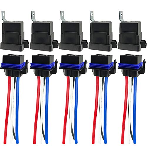 irhapsody 4-pin 80/60AMP 12VDC Waterproof Relay Kit, SPST Automotive Relays, Pack of 5