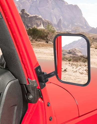 JOYTUTUS Mirrors Doors Off Compatible with Wrangler TJ JK JKU 1997-2018, Does Not Fit on Doors, Easy-Install Side View Mirrors, No Vibration & Wobble