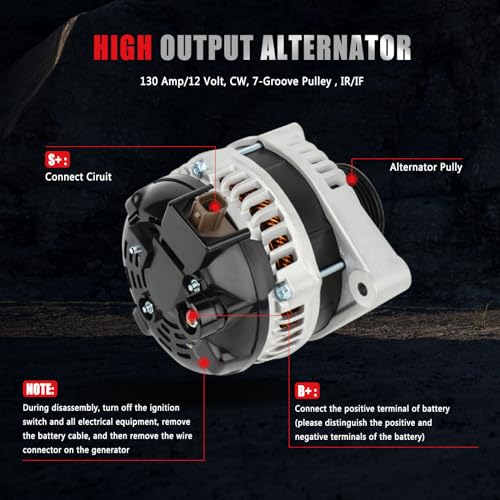 GDSMOTU New Alternator Compatible for Honda for Accord 2.4L 2008-2012 for Acura for TSX 2.4L 2011-2013, 130Amp/12Volt High Output Alternator Replaces 31100-R40-A01RM 104210-5890