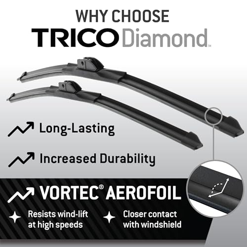 TRICO Diamond 26" + 16" Super Premium Automotive Replacement Windshield Wiper Blades (Set of 2), Passenger and Driver Side All-Weather Beam Wiper Blades for Select Vehicle Models (Item #25-2616)