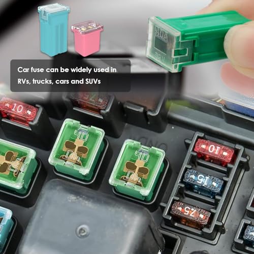 Eoppen 36Pcs Car Fuses Assortment Kit Automotive Tall/Standard and Low Profile Box Shaped Automotive Fuses for Trucks Cars and SUVs (20A, 30A, 40A, 50A, 60A, 80A)