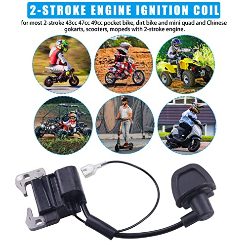 JINGKE 2-Stroke Engine Ignition Coil for 33cc 43cc 47cc 49cc 50cc Mini moto Dirt Pocket Bike Chopper Scooter Kids Quad ATV Minimoto Mini bike Dirt Bike