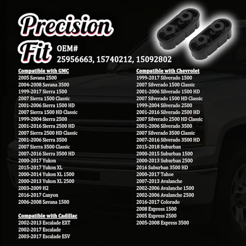 2PCS Rubber Exhaust Hangers OEM#25956663,15740212,Heavy-duty Muffler Hanger Car Accessories Compatible with Chevrolet Silverado 1500/2500/3500,Express 1500/2500/3500