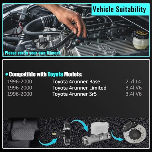 PartsFlow Vacuum Power Brake Booster 53-2727 Compatible with Toyota 4Runner 1996 1997 1998 1999 2000 446103D700 without Master Cylinder
