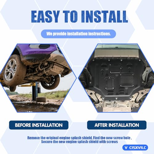 Mud Flaps Engine Guards for Ford Escape 2013 2014 2015 2016 2017 2018 2019 Front Engine Splash Shield Guards Suitable for Escape Under Engine Cover Directly Replace Original One Black