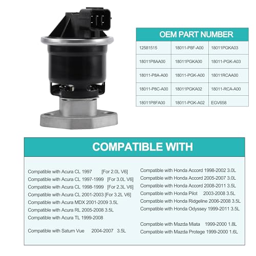 AULINK EGV658 EGR Valve For Honda Accord 1998-2007, Pilot 2003-2008, Ridgeline 2006-2008, Odyssey 1999-2011,For Acura CL MDX RL TL,Saturn Vue 2004-2007