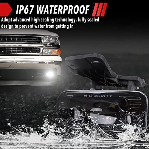 RAMJET4X4 DOT LED Fog Lights Assembly Fog Lamps Replacement Compatible with 1999-2002 GMC Sierra, 2000-2006 GMC Yukon/Yukon XL Pickup Truck, with Bulbs 899 Clear Lens