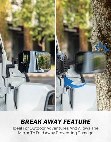 JOYTUTUS Mirrors Doors Off Compatible with Wrangler JL Gladiator JT 2018-2026, Wrangler JL Side Mirrors with Doors Off Wider View No Vibrate & Wobble (Patented), Not Fit Doors On