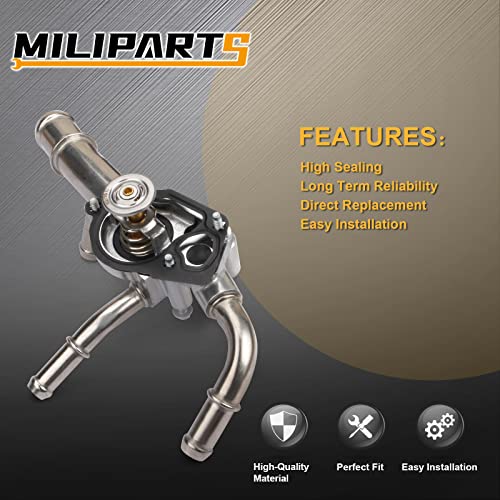 MILIPARTS Coolant Thermostat Housing Assembly Fit for 2010 2011-2017 Chevy Buick Allure LaCross GMC Equinox Impala Malibu Terrain Cadillac SRX XTS Pontiac G6 Torrent 2009 Saturn Aura Vue 3.0L 3.6L